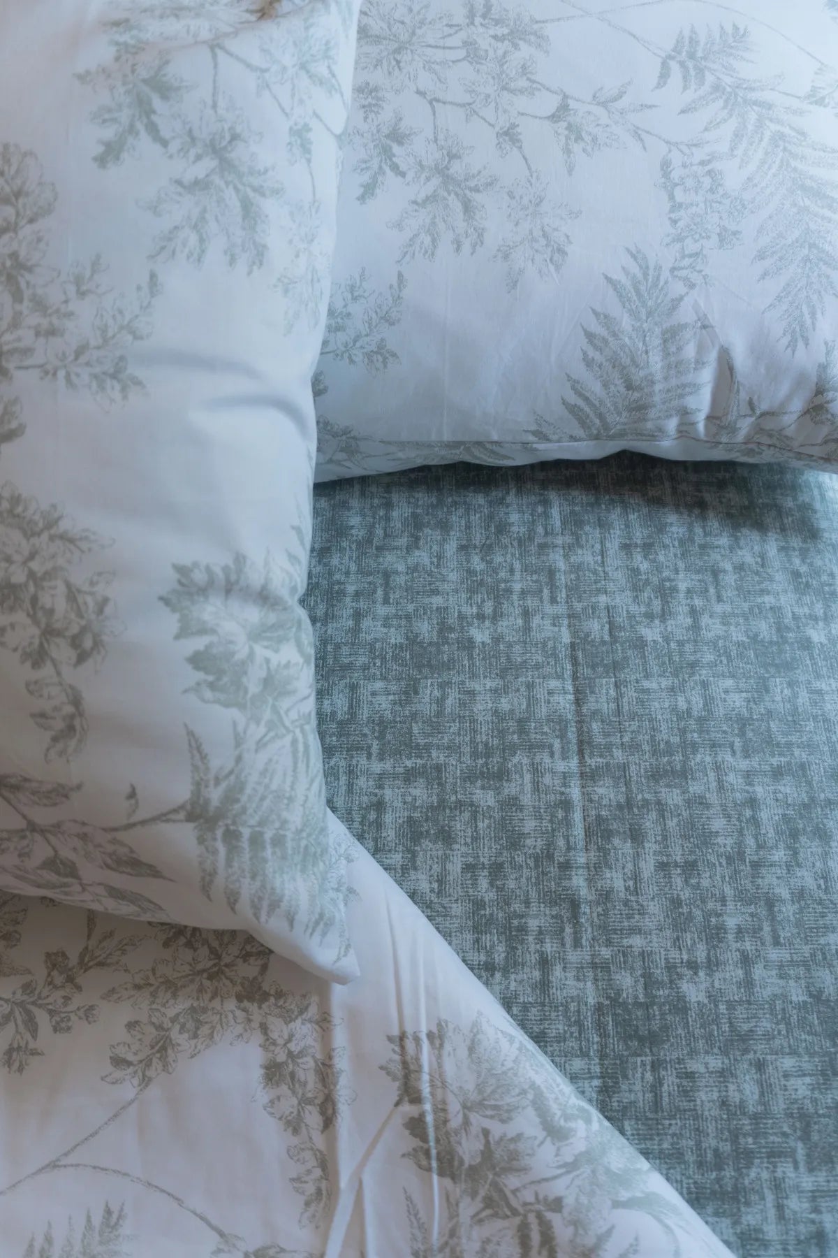 Foresta Çift Kişilik Nevresim Takımı - Yeşil Beyaz - %100 Pamuk