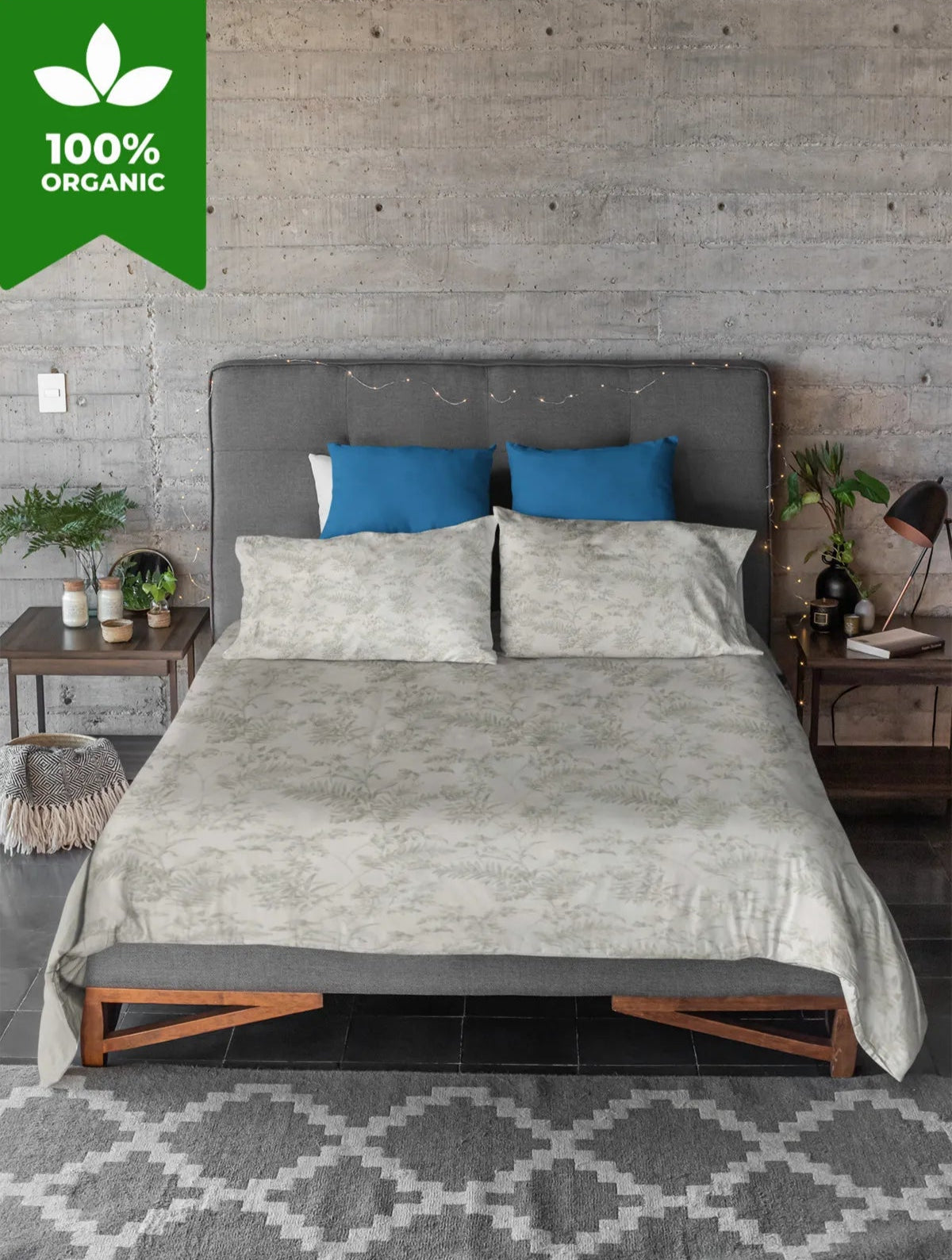 Foresta Çift Kişilik Nevresim Takımı - Yeşil Beyaz - %100 Pamuk