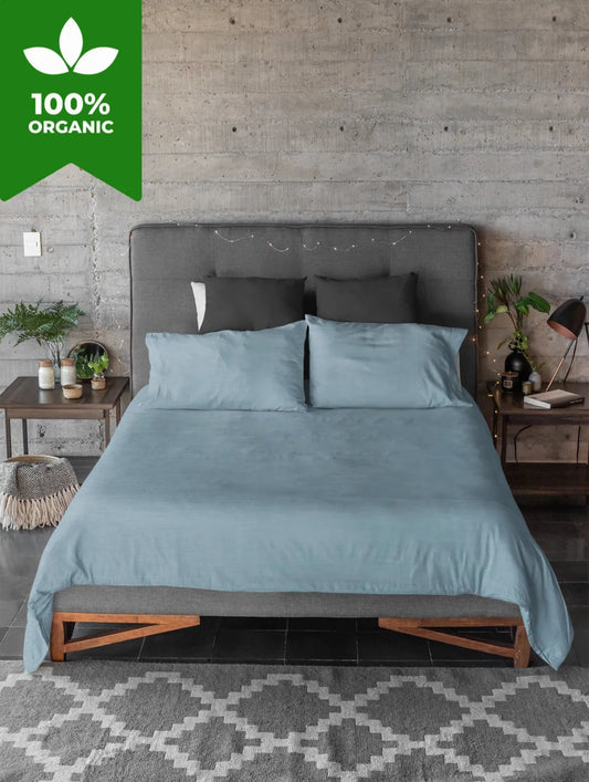 Azul Çift Kişilik Nevresim Takımı %100 Pamuk - Yeşil Beyaz - 1 Çarşaf 1 Nevresim 2 Yastık Kılıfı