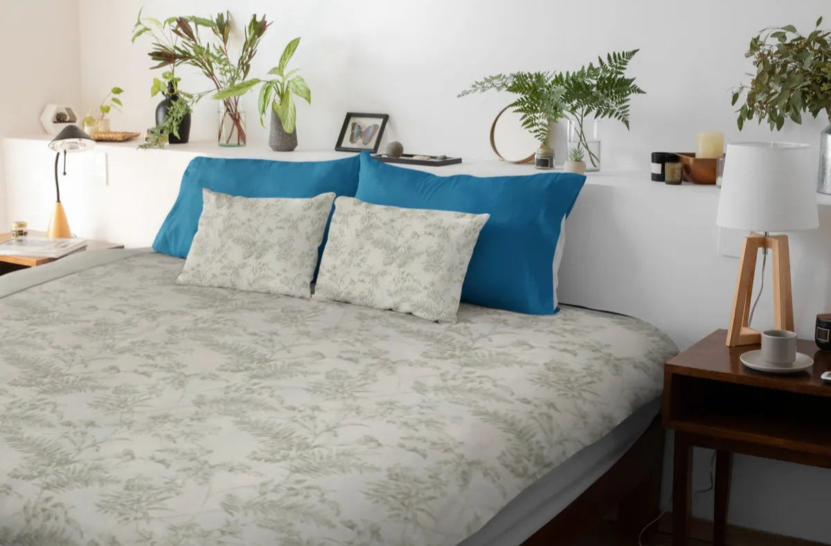 Foresta Çift Kişilik Nevresim Takımı - Yeşil Beyaz - %100 Pamuk