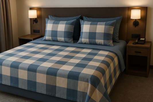 Riva Mavi Beyaz %100 Pamuklu Çift Kişilik Nevresim Takımı – 1 Çarşaf, 1 Nevresim, 2 Yastık Kılıfı